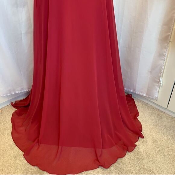 Bari Jay Red bridesmaid prom gown formal dress Sz 6🔥 - Picture 4 of 13